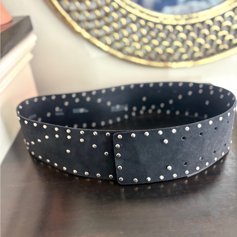 Buffalo David Bitton Black Suede Studded Belt